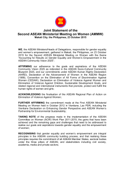 Joint Statement of the Second ASEAN Ministerial Meeting on Women