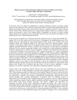 Mineral resources of the northeastern Superior Province in Qu&eacute;bec`s