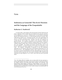Srebrenica as Genocide? The Krstić Decision and the Language of