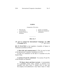 2014 International Companies Amendment No. 9 SAMOA ______