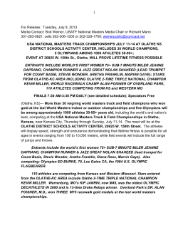 2013 Nationals - Olathe Pre-Meet Press Release
