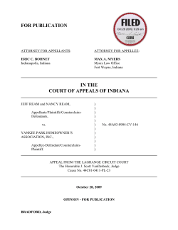 Jeff and Nancy Ream v. Yankee Park Homeowner`s Association, Inc.