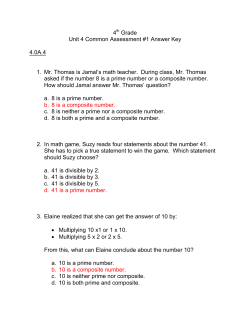 4 Grade Unit 4 Common Assessment #1 Answer Key 4.0A.4 1. Mr
