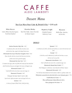 Dessert Menu - Caffe Aldo Lamberti
