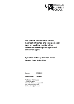 The effects of influence tactics, manifest influence and interpersonal