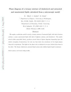 Phase diagram of a ternary mixture of cholesterol and saturated and