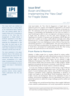 Busan and Beyond: Implementing the "New Deal" for Fragile States