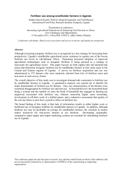 Fertilizer use among smallholder farmers in Uganda