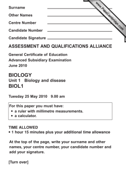 A-level Biology Modified Question Paper Unit 01