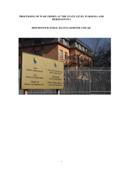 Processing of War Crimes At The State Level In Bosnia