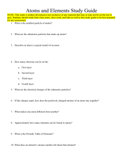 Atoms and Elements Study Guide