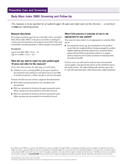 Preventive Care and Screening Body Mass Index (BMI