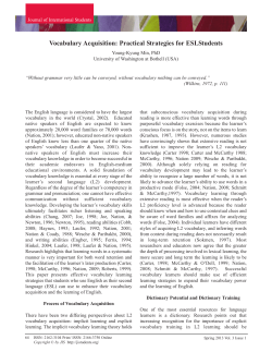 Vocabulary Acquisition: Practical Strategies for ESLStudents