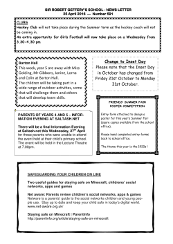 Change to Inset Day Please note that the Inset Day in October has