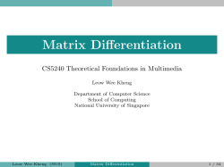 Matrix Differentiation - NUS School of Computing
