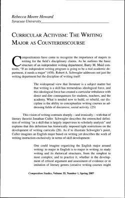 CURRICULAR ACTIVISM: THE WRITING MAJOR AS