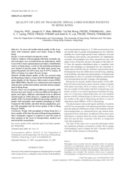 QuALITY OF LIFe OF TRAuMATIC SPINAL CORd INJuRed
