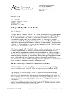 August 24, 2016 Julio A. Castillo Clerk, D.C. Court of Appeals 430 E