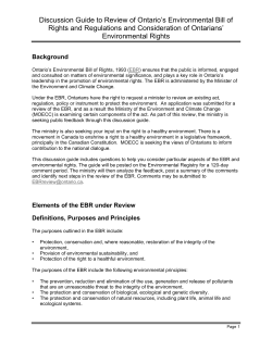 Discussion Guide to Review of Ontario`s Environmental Bill of Rights