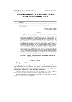 steam reforming of sunflower oil for hydrogen gas