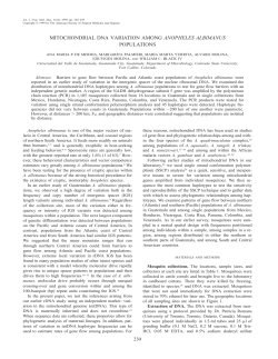 mitochondrial dna variation among anopheles albimanus populations
