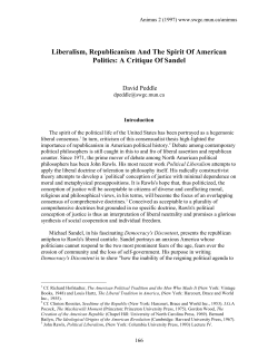 Liberalism, Republicanism And The Spirit Of American