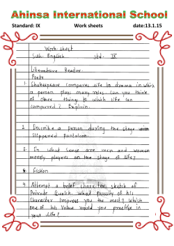 Standard: IX Work sheets date:13.1.15