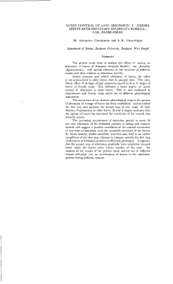 AUXIN CONTROL OF LEAF ABSCISSION. I. EXPERI