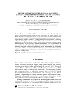 Profile Distributions of Lead, Zinc, and Copper in Dystric Cambisols