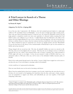 A Trial Lawyer in Search of a Theme and Other Musings