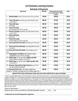Lit`l Scholars Learning Centers Schedule of Payments