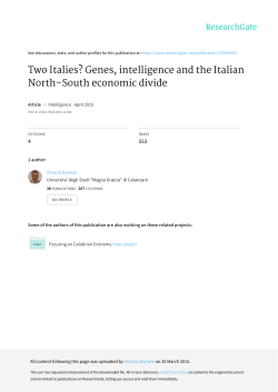 Genes, intelligence and the Italian North&ndash;South economic divide