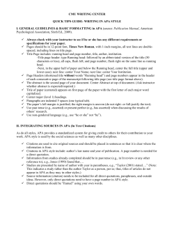 Guidelines for Formatting in APA Style