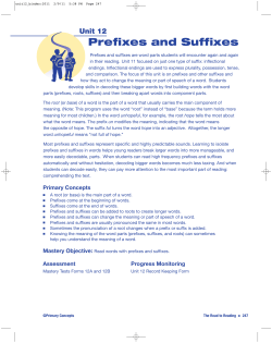 Prefixes and Suffixes