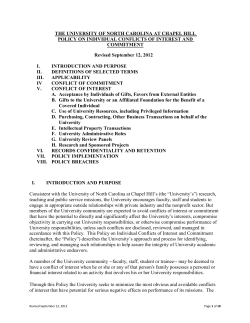 Policy on Individual Conflicts of Interest and - UNC