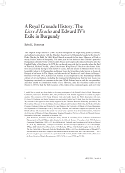 A Royal Crusade History: The Livre d`Eracles and Edward IV`s Exile