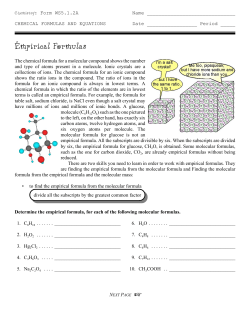 Empirical Formulas - Evan`s Chemistry Corner