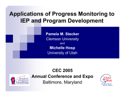 Applications of Progress Monitoring to IEP and Program
