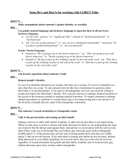 Some Do`s and Don`ts for working with LGBQ/T Folks