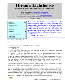 November 2009 - Toronto East District