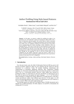Author Profiling Using Style
