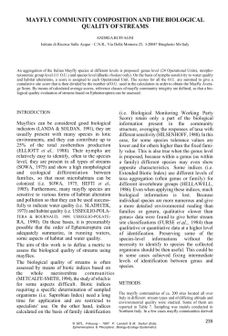 MAYFLY COMMUNITY COMPOSITION AND THE BIOLOGICAL