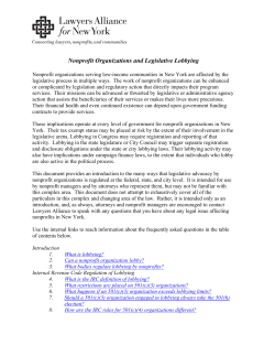 Nonprofit Organizations and Legislative Lobbying