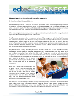 Blended Learning &ndash; Develop a Thoughtful Approach