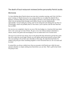 The death of local restaurant reviewer/online personality Patrick
