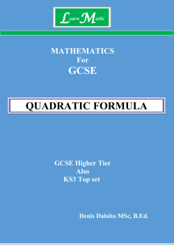 The quadratic formula 1 - LEARN MATHS by Mr. Dalaba M.Sc B Ed