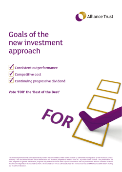Goals of the new investment approach
