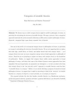 Categories of scientific theories - Philsci