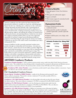 (Vaccinium macrocarpon) ARTEMIS Cranberry Products
