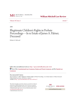 Illegitimate Children`s Rights in Probate Proceedings&mdash;In re Estate